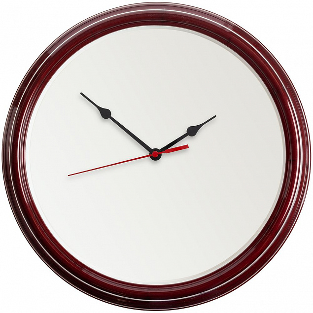 Часы настенные Flat Circle, бордовые с логотипом в Волгограде заказать по выгодной цене в кибермаркете AvroraStore