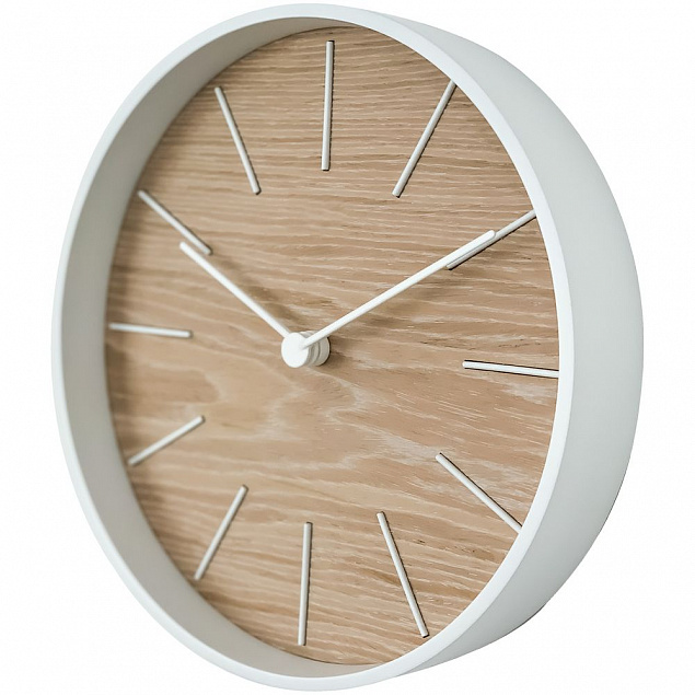 Часы настенные Kudo, беленый дуб с логотипом в Волгограде заказать по выгодной цене в кибермаркете AvroraStore