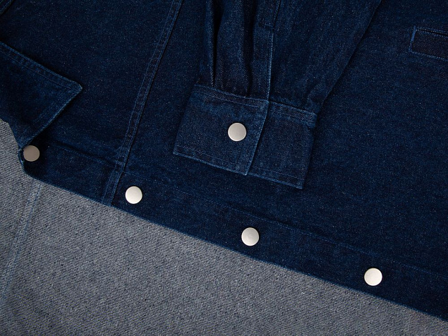 Куртка джинсовая O1, темно-синяя с логотипом в Волгограде заказать по выгодной цене в кибермаркете AvroraStore