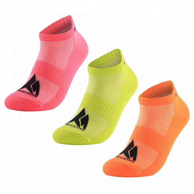 Набор из 3 пар спортивных носков Monterno Sport, розовый, зеленый и оранжевый с логотипом в Волгограде заказать по выгодной цене в кибермаркете AvroraStore