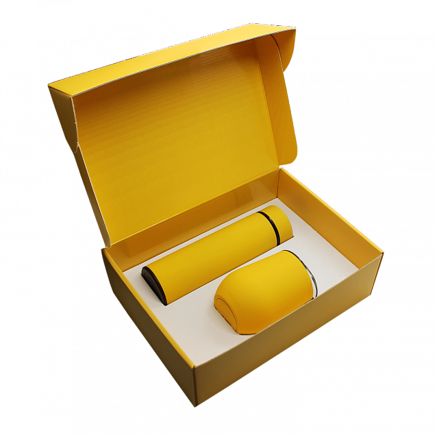 Набор Hot Box C (софт-тач) W, желтый с логотипом в Волгограде заказать по выгодной цене в кибермаркете AvroraStore