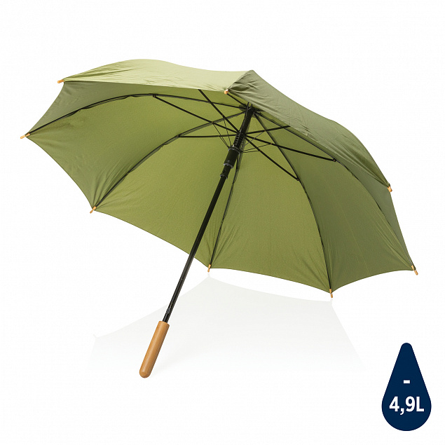 Автоматический зонт-трость с бамбуковой рукояткой Impact из RPET AWARE™, d103 см с логотипом в Волгограде заказать по выгодной цене в кибермаркете AvroraStore