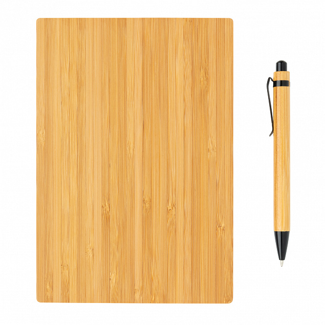 Набор из блокнота и ручки Bamboo, А5 с логотипом в Волгограде заказать по выгодной цене в кибермаркете AvroraStore