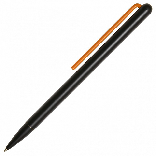 Шариковая ручка GrafeeX в чехле, черная с оранжевым с логотипом в Волгограде заказать по выгодной цене в кибермаркете AvroraStore