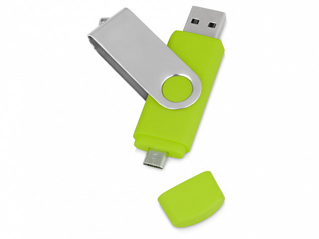 USB/micro USB-флешка на 16 Гб «Квебек OTG» с логотипом в Волгограде заказать по выгодной цене в кибермаркете AvroraStore