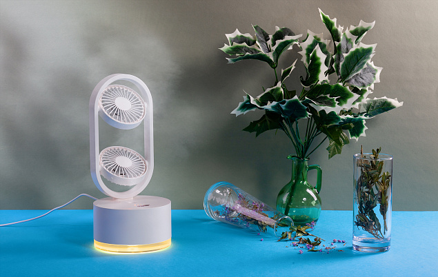 Портативный увлажнитель воздуха "Smart Wind" с двумя вентиляторами с логотипом в Волгограде заказать по выгодной цене в кибермаркете AvroraStore