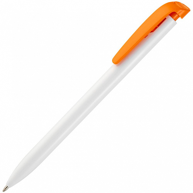 Ручка шариковая Favorite, белая с оранжевым с логотипом в Волгограде заказать по выгодной цене в кибермаркете AvroraStore