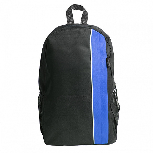 Рюкзак PLUS, чёрный/синий, 44 x 26 x 12 см, 100% полиэстер 600D с логотипом в Волгограде заказать по выгодной цене в кибермаркете AvroraStore