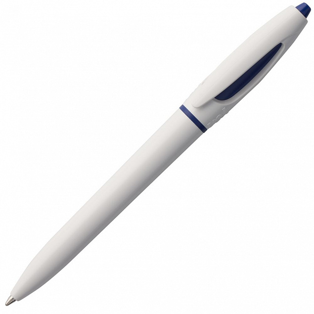 Ручка шариковая S! (Си), белая с темно-синим с логотипом в Волгограде заказать по выгодной цене в кибермаркете AvroraStore