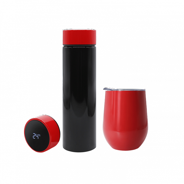 Набор Hot Box Duo CB grey (черный с красным) с логотипом в Волгограде заказать по выгодной цене в кибермаркете AvroraStore