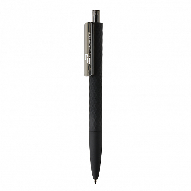 Черная ручка X3 Smooth Touch, черный с логотипом в Волгограде заказать по выгодной цене в кибермаркете AvroraStore