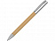 Ручка бамбуковая шариковая Saga, хром/бамбук с логотипом в Волгограде заказать по выгодной цене в кибермаркете AvroraStore