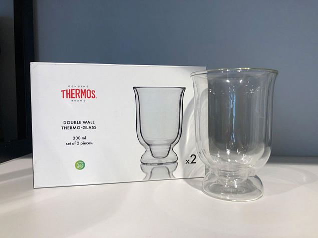 Набор стаканов из двойного стекла THERMOS, 300мл с логотипом в Волгограде заказать по выгодной цене в кибермаркете AvroraStore