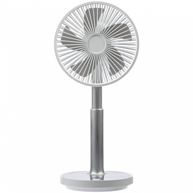 Настольный беспроводной вентилятор с подсветкой inBreeze, белый c серым с логотипом в Волгограде заказать по выгодной цене в кибермаркете AvroraStore