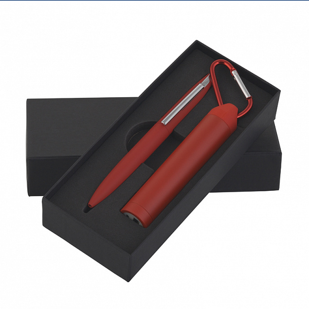 Набор ручка + зарядное устройство 2800 mAh в футляре, прорезиненный красный с логотипом в Волгограде заказать по выгодной цене в кибермаркете AvroraStore