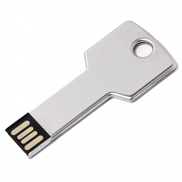 USB flash-карта KEY (16Гб), серебристая, 5,7х2,4х0,3 см, металл с логотипом в Волгограде заказать по выгодной цене в кибермаркете AvroraStore