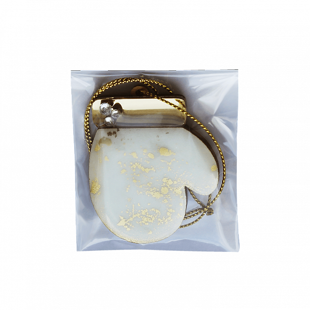Ёлочная игрушка Варежка (белый с золотым ) с логотипом в Волгограде заказать по выгодной цене в кибермаркете AvroraStore