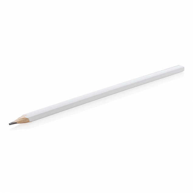 Деревянный карандаш, 25 см, белый с логотипом в Волгограде заказать по выгодной цене в кибермаркете AvroraStore