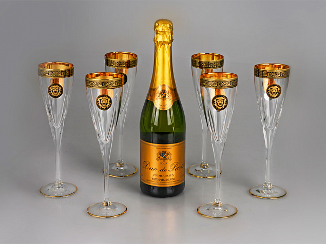 Набор бокалов для шампанского «Сила льва» с логотипом в Волгограде заказать по выгодной цене в кибермаркете AvroraStore