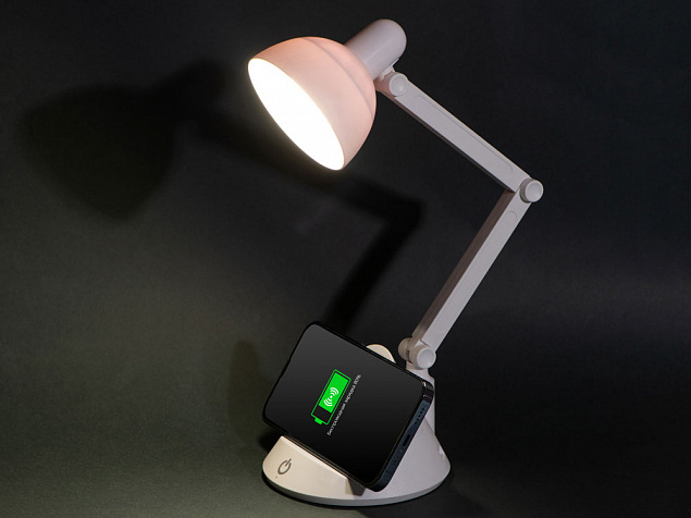 Настольный светильник с функцией беспроводной зарядки «Bendy», 5 Вт с логотипом в Волгограде заказать по выгодной цене в кибермаркете AvroraStore