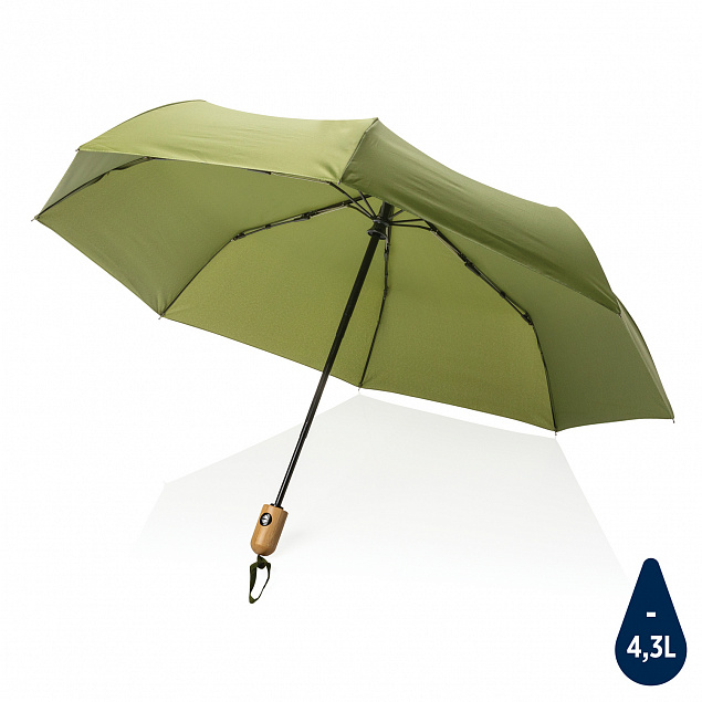 Автоматический зонт Impact из RPET AWARE™ с бамбуковой рукояткой, d94 см с логотипом в Волгограде заказать по выгодной цене в кибермаркете AvroraStore