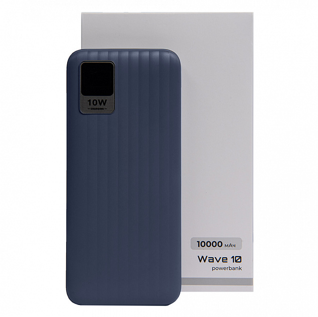 Универсальный аккумулятор OMG Wave 10 (10000 мАч), синий, 14,9х6.7х1,6 см с логотипом в Волгограде заказать по выгодной цене в кибермаркете AvroraStore