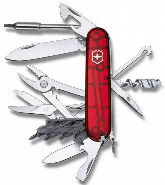 Офицерский нож CyberTool L, прозрачный красный с логотипом в Волгограде заказать по выгодной цене в кибермаркете AvroraStore