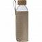 Стеклянная бутылка с бамбуковой крышкой в джутовом чехле с логотипом в Волгограде заказать по выгодной цене в кибермаркете AvroraStore