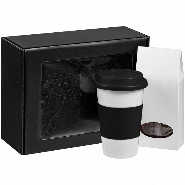 Набор «Чайная пауза», черный с белым с логотипом в Волгограде заказать по выгодной цене в кибермаркете AvroraStore
