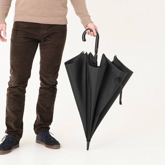 Зонт-трость Dune, черный с логотипом в Волгограде заказать по выгодной цене в кибермаркете AvroraStore