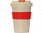 Стакан с пшеничным волокном с силиконовой манжетой и клапаном на крышке, красный с логотипом в Волгограде заказать по выгодной цене в кибермаркете AvroraStore