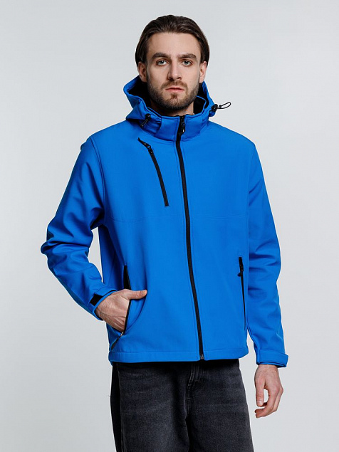 Куртка софтшелл мужская Zagreb, ярко-синяя с логотипом в Волгограде заказать по выгодной цене в кибермаркете AvroraStore
