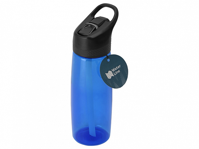 Бутылка c кнопкой Tank, тритан, 680мл Waterline, синий с логотипом в Волгограде заказать по выгодной цене в кибермаркете AvroraStore