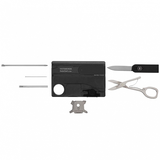 Набор инструментов SwissCard Lite, черный с логотипом в Волгограде заказать по выгодной цене в кибермаркете AvroraStore