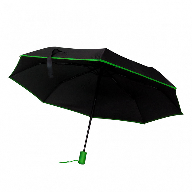 Противоштормовой автоматический зонт Line, зеленый с логотипом в Волгограде заказать по выгодной цене в кибермаркете AvroraStore