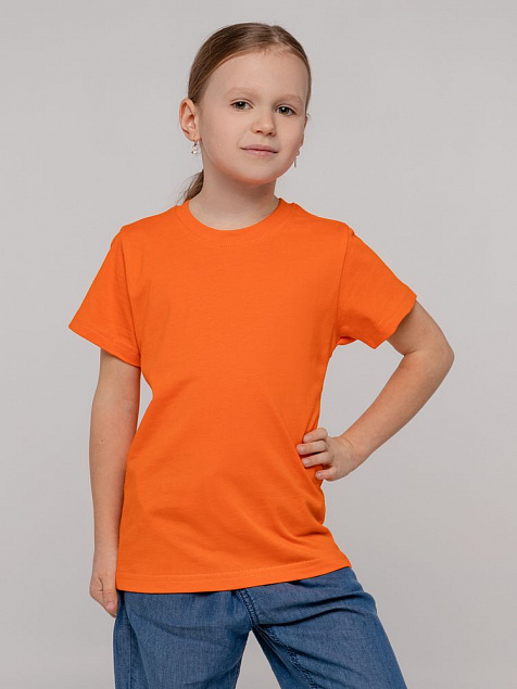 Футболка детская T-Bolka Kids, оранжевая с логотипом в Волгограде заказать по выгодной цене в кибермаркете AvroraStore