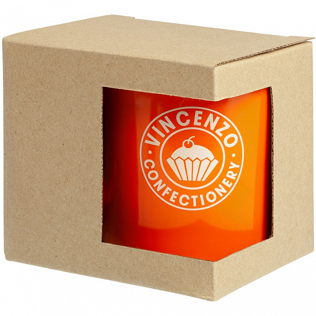 Коробка для кружки с окошком, крафт с логотипом в Волгограде заказать по выгодной цене в кибермаркете AvroraStore