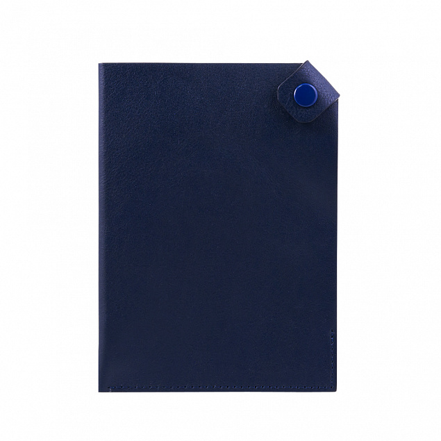 Чехол для паспорта PURE 140*90 мм., застежка на кнопке, натуральная кожа (гладкая), синий с логотипом в Волгограде заказать по выгодной цене в кибермаркете AvroraStore