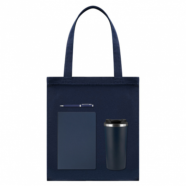 Подарочный набор Medium, синий (шоппер, ежедневник, ручка, термобутылка) с логотипом в Волгограде заказать по выгодной цене в кибермаркете AvroraStore