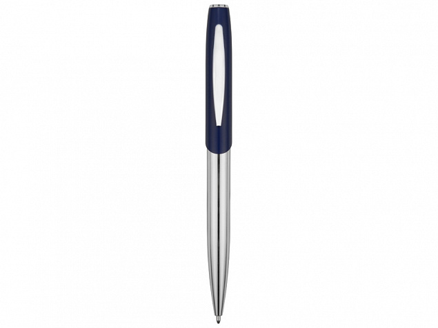 Ручка шариковая Geneva, серебристый/темно-синий с логотипом в Волгограде заказать по выгодной цене в кибермаркете AvroraStore