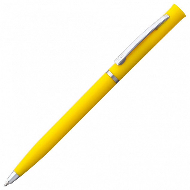Ручка шариковая Euro Chrome, желтая с логотипом в Волгограде заказать по выгодной цене в кибермаркете AvroraStore