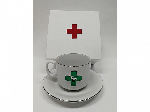 Чайная пара фарфоровая Фармацевт с логотипом в Волгограде заказать по выгодной цене в кибермаркете AvroraStore