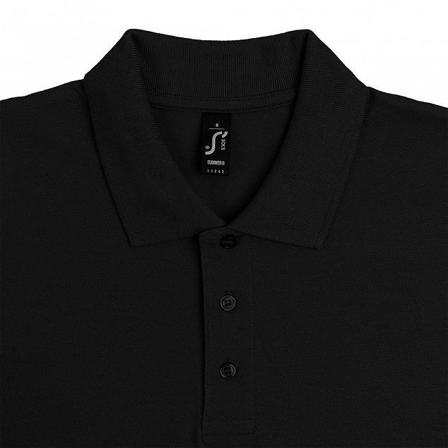 Рубашка поло мужская SUMMER 170, черная с логотипом в Волгограде заказать по выгодной цене в кибермаркете AvroraStore