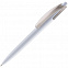 Ручка шариковая Bento, белая с серым с логотипом в Волгограде заказать по выгодной цене в кибермаркете AvroraStore