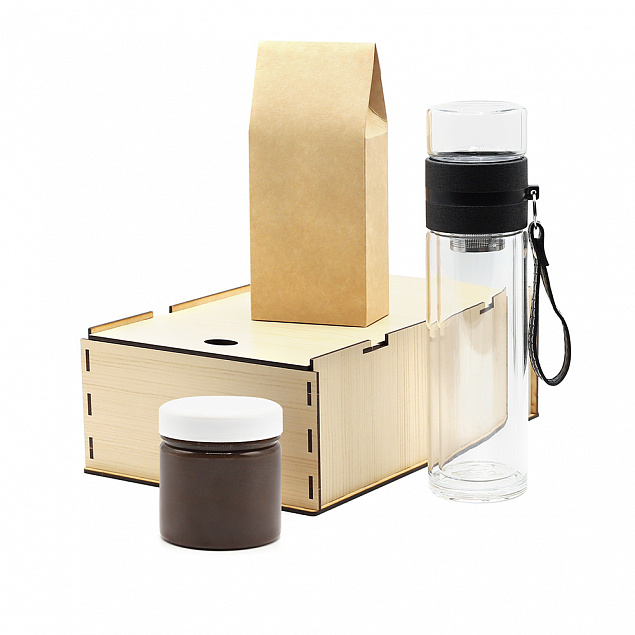 Подарочный набор Миеле, (чёрный чай, мед цветочный взбитый с фундуком и какао) с логотипом в Волгограде заказать по выгодной цене в кибермаркете AvroraStore