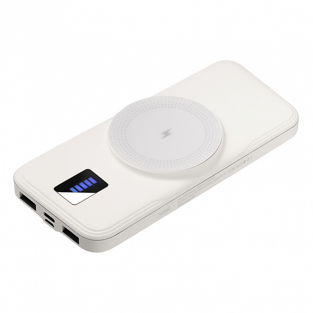 Внешний беспроводной аккумулятор, Ultra Wireless Magnetic, 10000 mah, белый с логотипом в Волгограде заказать по выгодной цене в кибермаркете AvroraStore