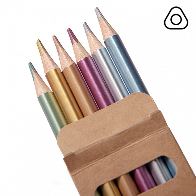 Набор цветных карандашей METALLIC, 6 цветов с логотипом в Волгограде заказать по выгодной цене в кибермаркете AvroraStore