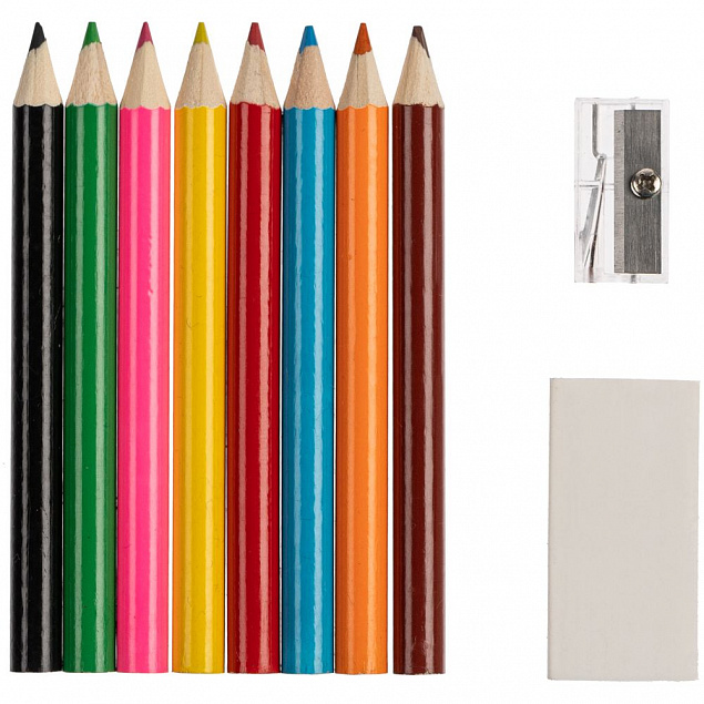 Набор Hobby с цветными карандашами, ластиком и точилкой, белый с логотипом в Волгограде заказать по выгодной цене в кибермаркете AvroraStore