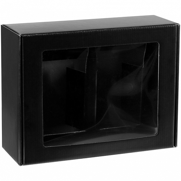 Коробка с окном Visible с ложементом под кружки, черная с логотипом в Волгограде заказать по выгодной цене в кибермаркете AvroraStore