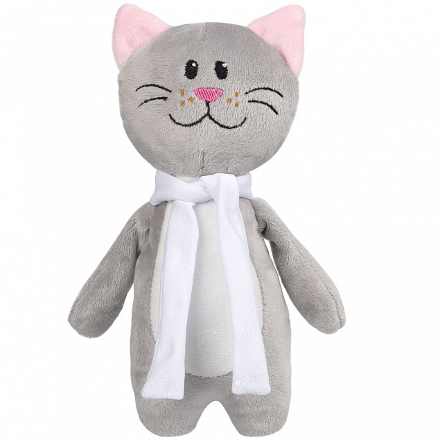 Мягкая игрушка Beastie Toys, котик с белым шарфом с логотипом в Волгограде заказать по выгодной цене в кибермаркете AvroraStore